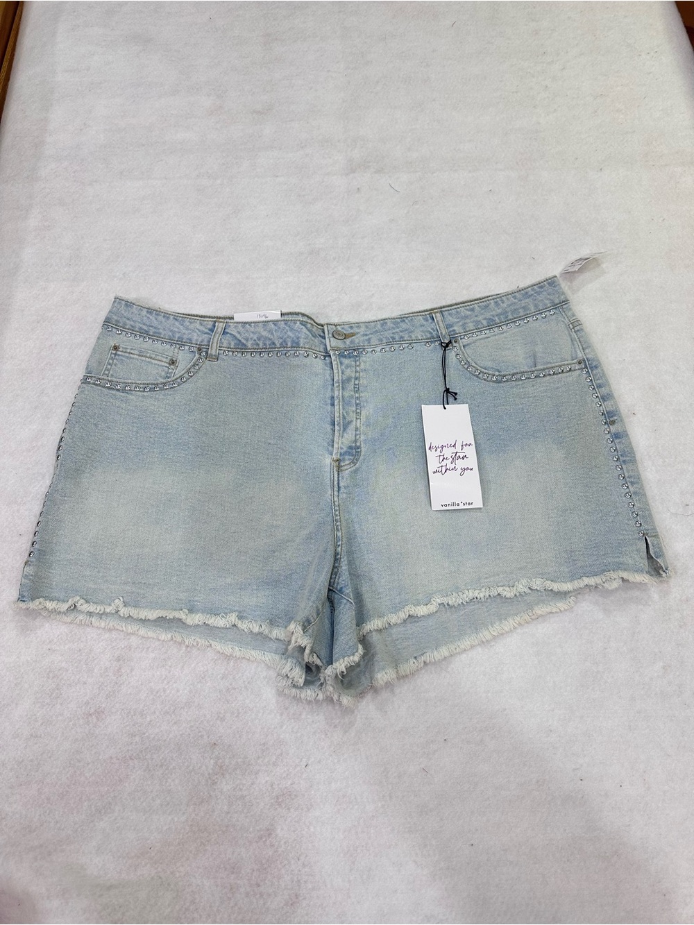 Vanilla Star Studded Light Blue Denim Shorts